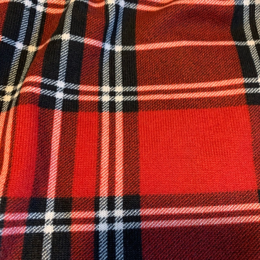 RED PREPPY TARTAN PATTERN BODYCON MINI SKIRT - Picture 6 of 9